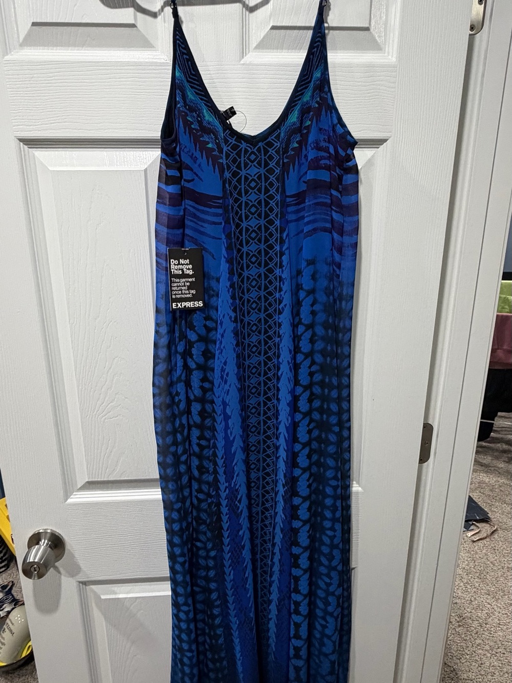 Express Royal & Navy Blue Patterned Maxi Dress